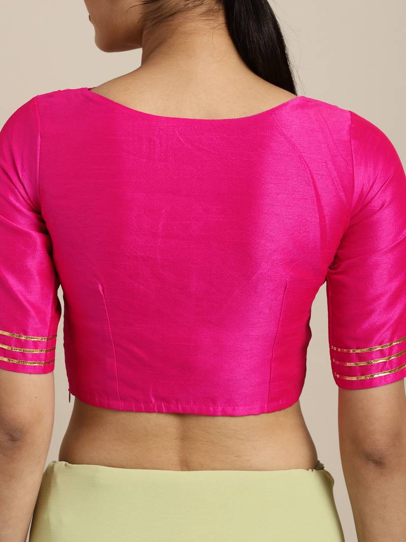 Inddus Green Georgette Lace Bordered Saree With Blouse