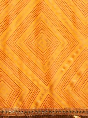 Inddus Yellow Chiffon Lace Bordered Bandhani Saree With Blouse 5