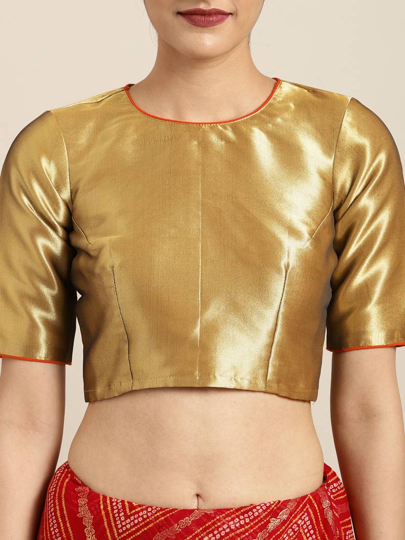 Inddus Red Chiffon Lace Bordered Bandhani Saree With Blouse