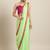 Inddus Green Georgette Woven Lace Bordered Saree With Blouse