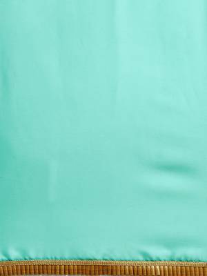 Inddus Sea Green Satin Georgette Lace Bordered Saree With Blouse 5