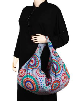 Orb Grey Canvas Hobo Bag 6