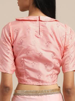Inddus Pink Satin Georgette Lace Bordered Saree With Blouse 4