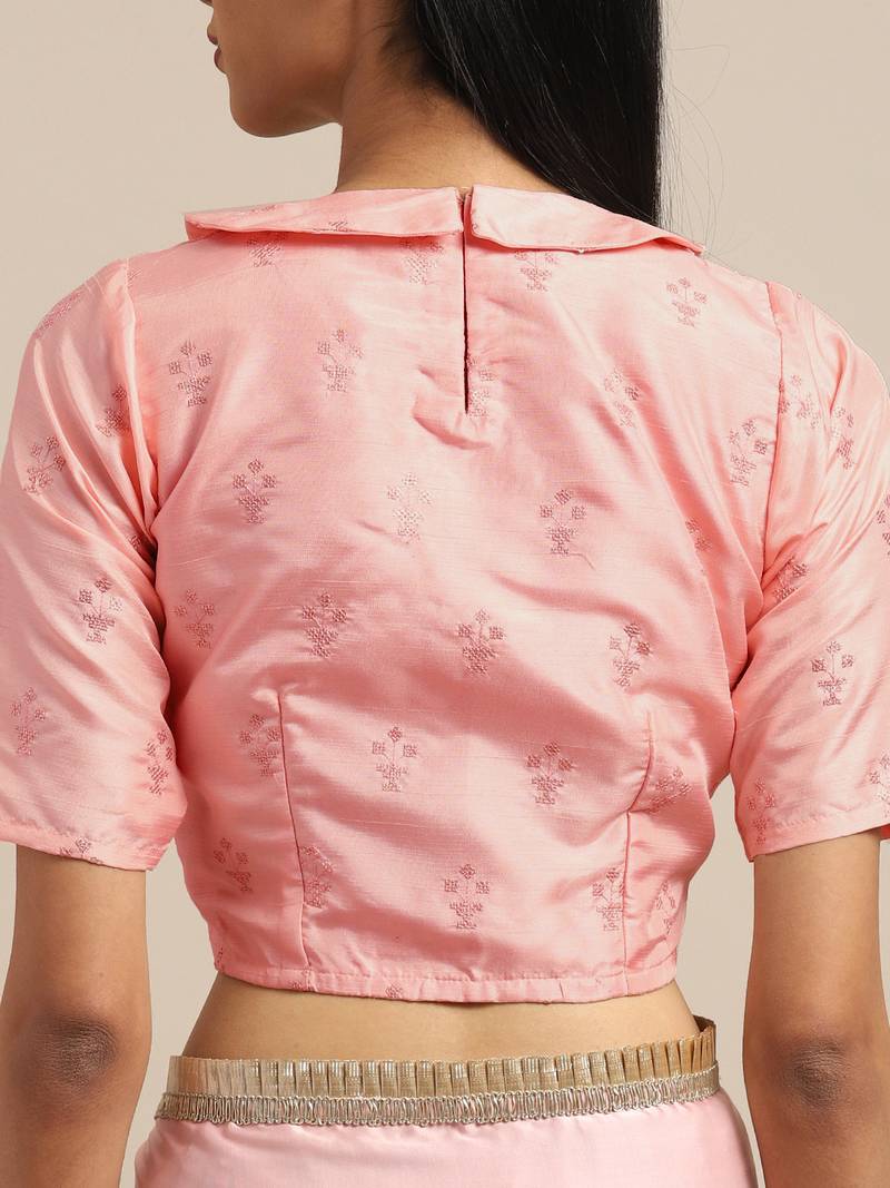 Inddus Pink Satin Georgette Lace Bordered Saree With Blouse