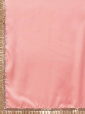 Inddus Pink Satin Georgette Lace Bordered Saree With Blouse 6