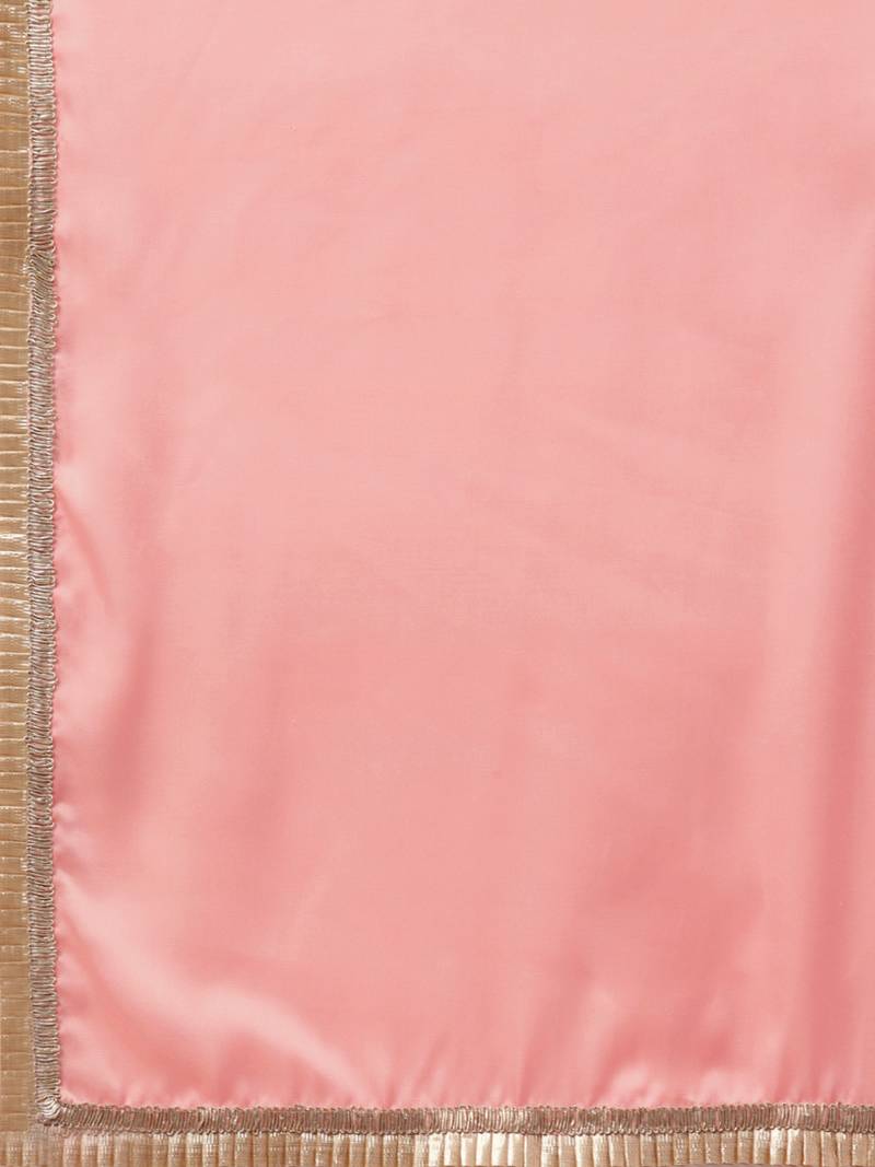 Inddus Pink Satin Georgette Lace Bordered Saree With Blouse