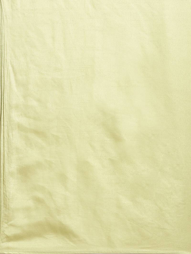 Inddus Green Silk Blend Lace Bordered Saree With Embroidered Blouse