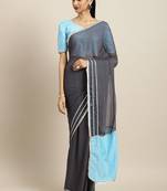 Inddus Grey Georgette Mukaish Work Saree With Blouse