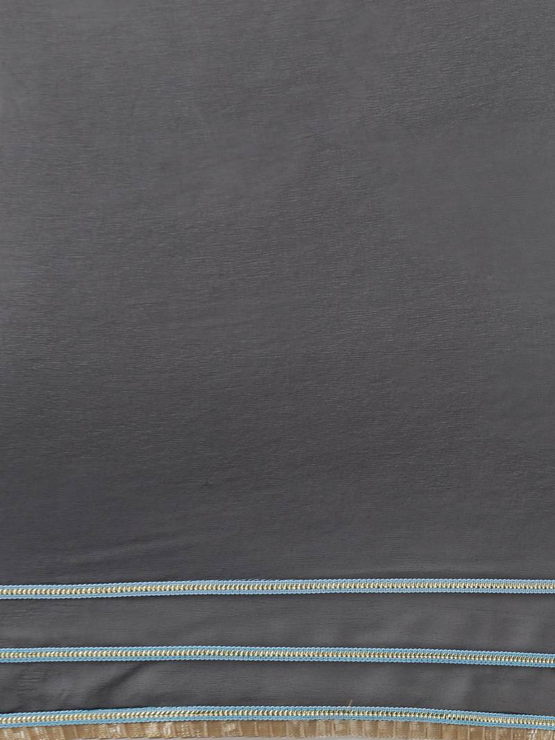 Inddus Grey Georgette Mukaish Work Saree With Blouse