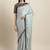 Inddus Blue Georgette Lace Bordered Saree With Woven Blouse