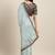 Inddus Blue Georgette Lace Bordered Saree With Woven Blouse