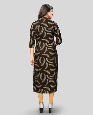 Brown printed rayon party-wear-kurtis 1