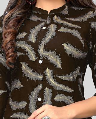 Brown printed rayon party-wear-kurtis 3