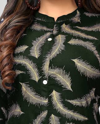Green printed rayon party-wear-kurtis 4