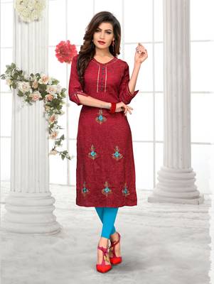Maroon hand woven cotton party-wear-kurtis 1