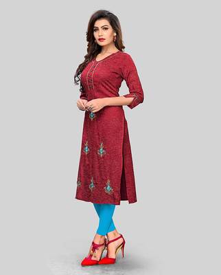 Maroon hand woven cotton party-wear-kurtis 3