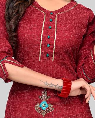 Maroon hand woven cotton party-wear-kurtis 4