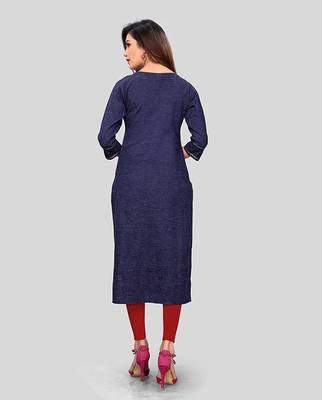 Blue hand woven cotton party-wear-kurtis 2