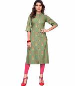 Light-green printed rayon party-wear-kurtis