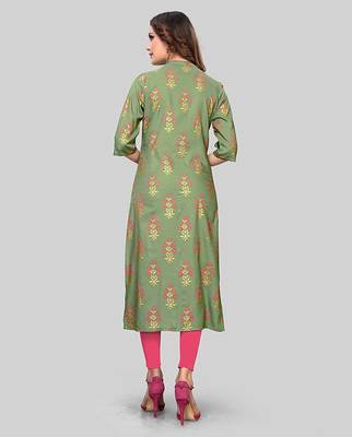 Light-green printed rayon party-wear-kurtis 2