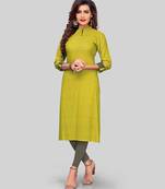 Yellow printed rayon party-wear-kurtis