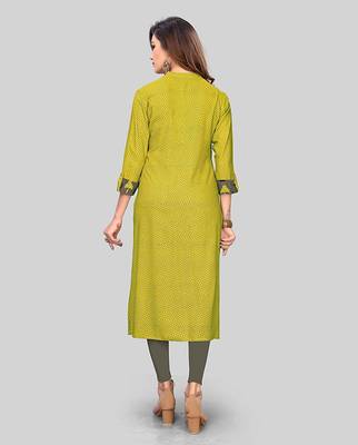Yellow printed rayon party-wear-kurtis 2