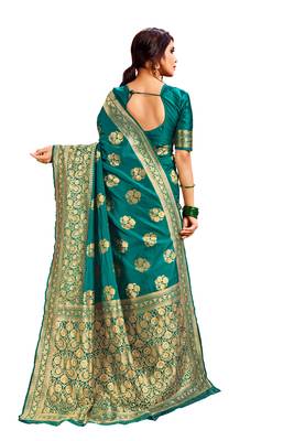 Red Embroidered Cotton Poly Saree With Blouse 3
