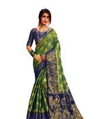 Green Embroidered Nylon Saree With Blouse