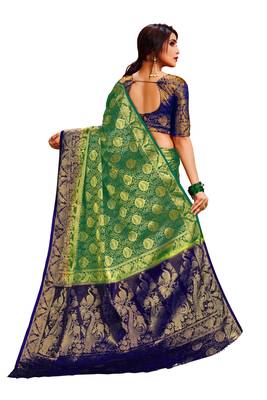 Green Embroidered Nylon Saree With Blouse 3