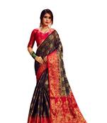 Red Embroidered Nylon Saree With Blouse