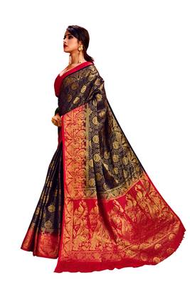 Red Embroidered Nylon Saree With Blouse 2