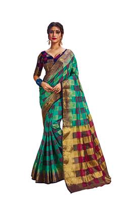 Multicolor Embroidered Art Silk Saree With Blouse 1