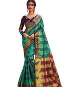 Multicolor Embroidered Art Silk Saree With Blouse