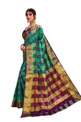 Multicolor Embroidered Art Silk Saree With Blouse 2