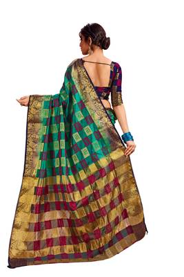 Multicolor Embroidered Art Silk Saree With Blouse 3