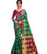 Green Embroidered Art Silk Saree With Blouse
