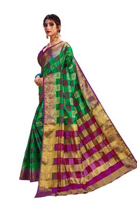 Green Embroidered Art Silk Saree With Blouse 2
