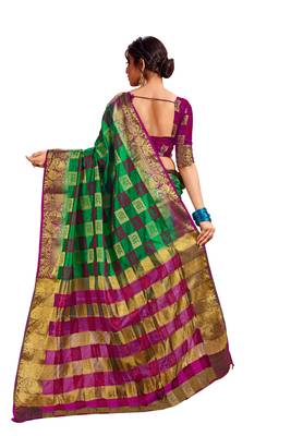 Green Embroidered Art Silk Saree With Blouse 3