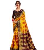 Yellow Embroidered Art Silk Saree With Blouse