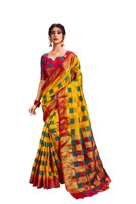 Multicolor Embroidered Art Silk Saree With Blouse 1