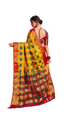 Multicolor Embroidered Art Silk Saree With Blouse 3