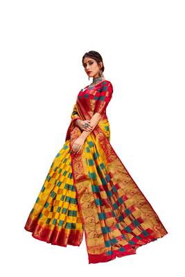 Multicolor Embroidered Art Silk Saree With Blouse 4