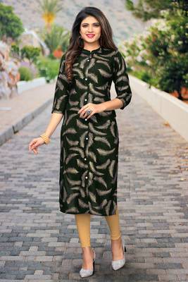 Green printed rayon party-wear-kurtis 1