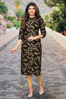 Brown printed rayon party-wear-kurtis 4
