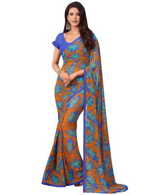  multicolor printed georgette saree with blouse 1