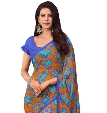  multicolor printed georgette saree with blouse 2