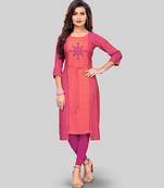 Light-orange embroidered rayon party-wear-kurtis