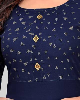 Navy-blue printed rayon party-wear-kurtis 4