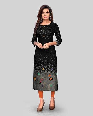 Black printed rayon party-wear-kurtis 1