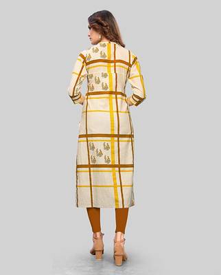 Off-white printed cotton party-wear-kurtis 2
